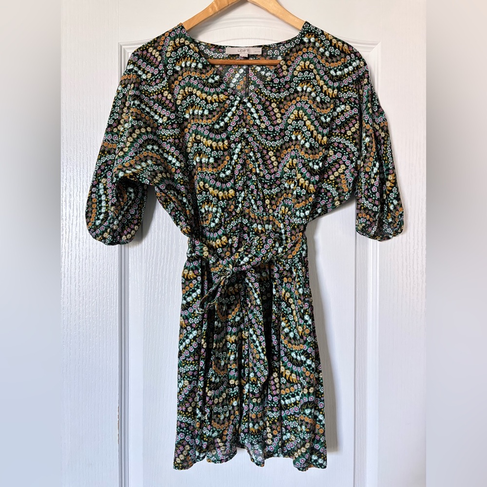 LOFT Multicolor Floral Long Sleeve Dress